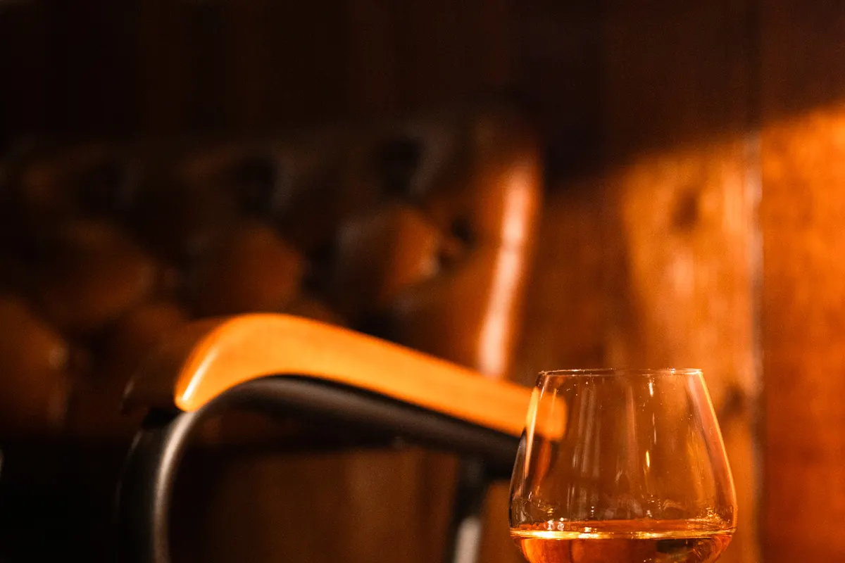 A glass in the Orient Express bar